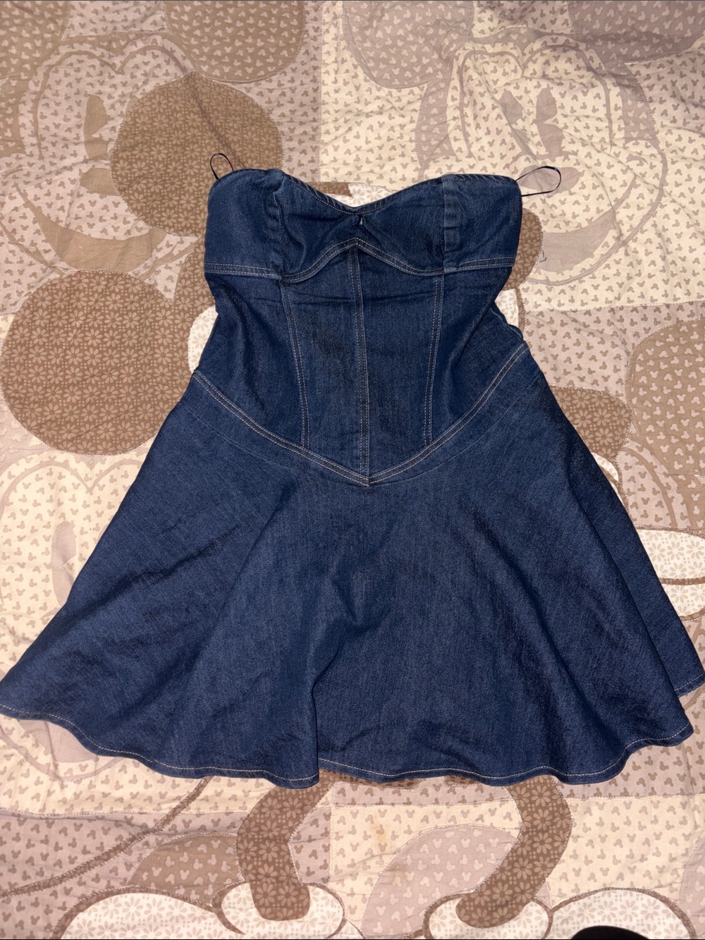 NWOT  Strapless Dark Blue Denim Mini Dress